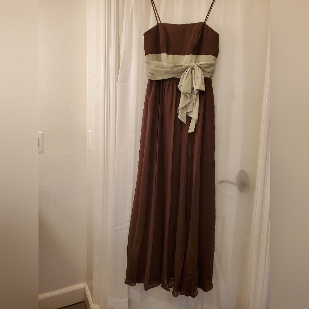 Alfred Angelo - Brown Dress with Sage Green Sash